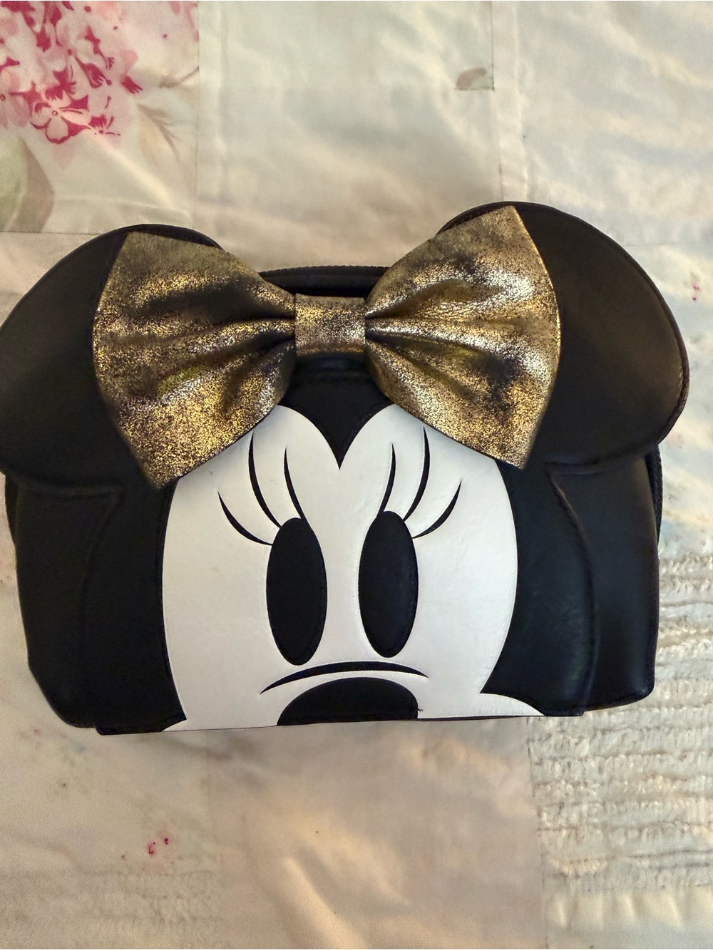 Disney Minnie Mouse Black & Gold Bow Cosmetic Bag/Clutch